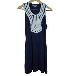 Paraella Women's Tank Top Blue Size Medium Sleeveless Embroidered Tunic Shirt